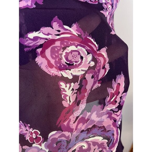 Worthington Floral Midi Skirt 16W Purple Ruffle Boho Western Resort Preppy 80s - Picture 3 of 9